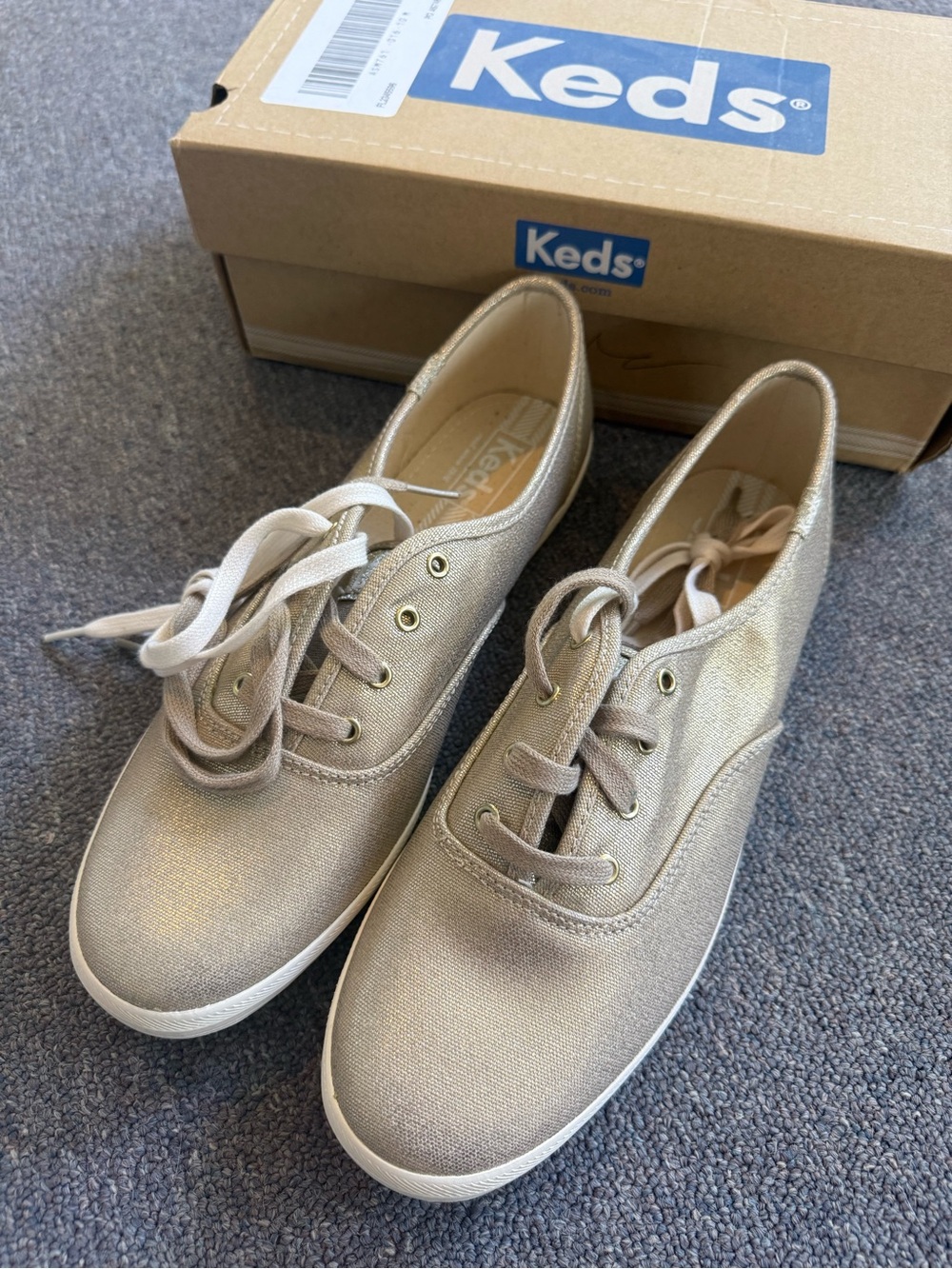 Keds Women Metallic Gold Lace-Up Sneakers